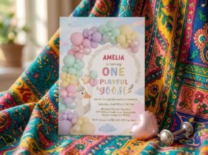 1st Birthday Invitation - Silly Goose Editable Invite