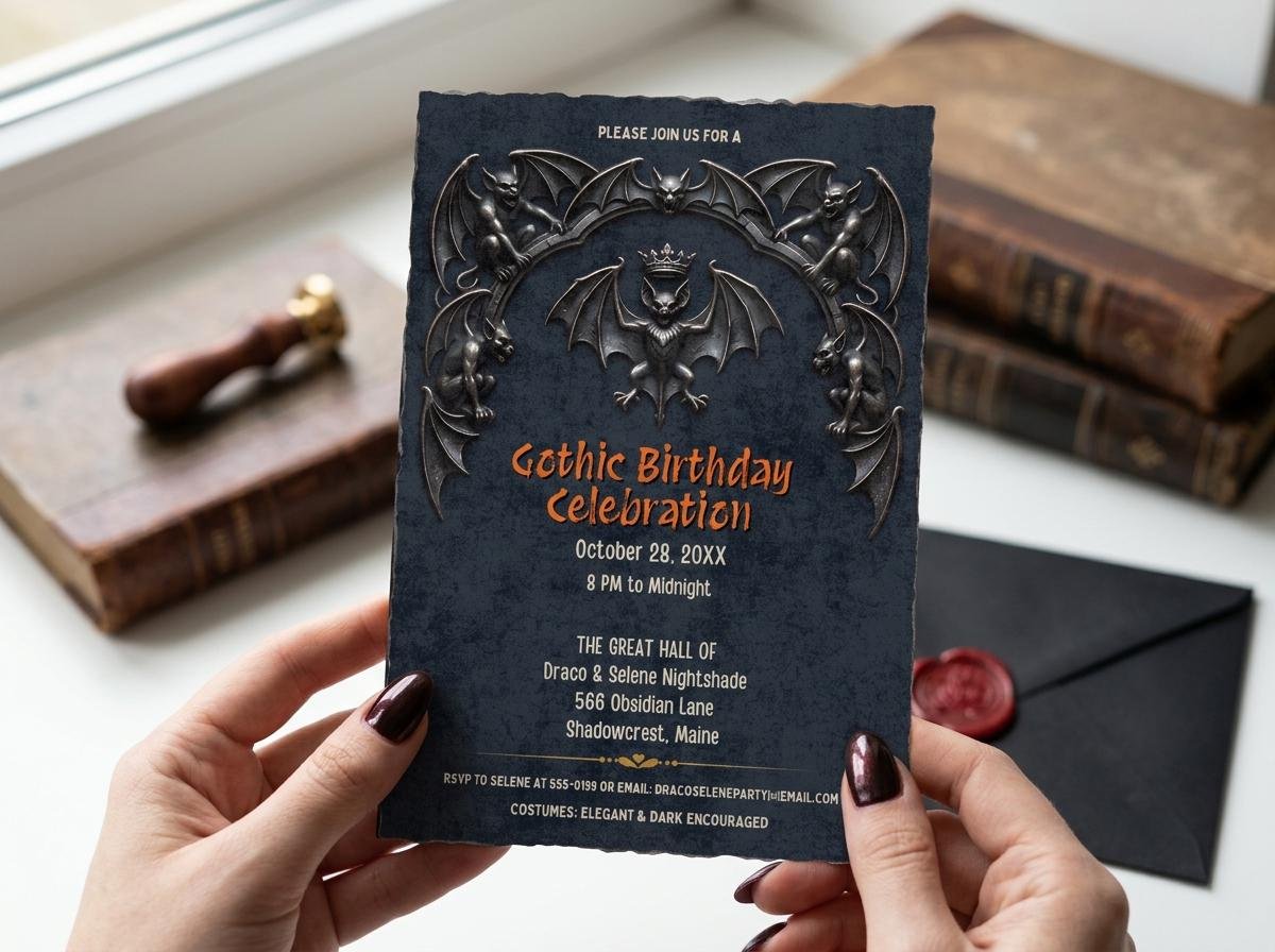 Gothic Birthday Invitation Template - Editable Digital Download - Image 3