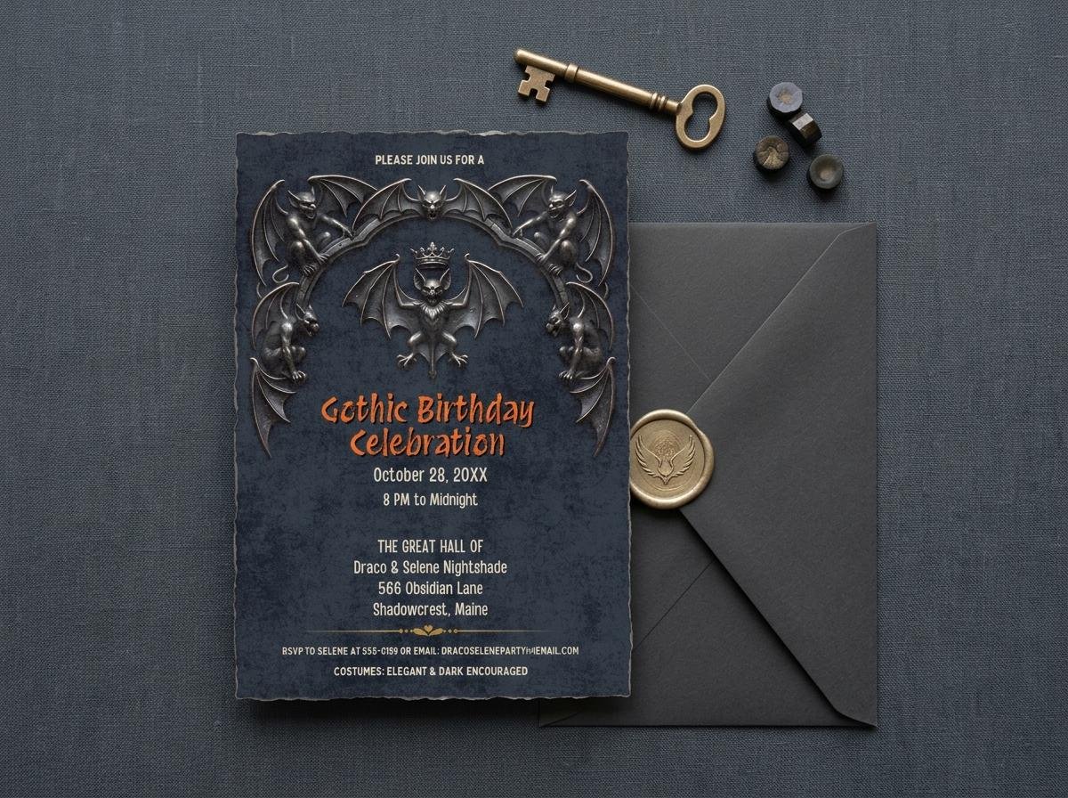 Gothic Birthday Invitation Template - Editable Digital Download - Image 5