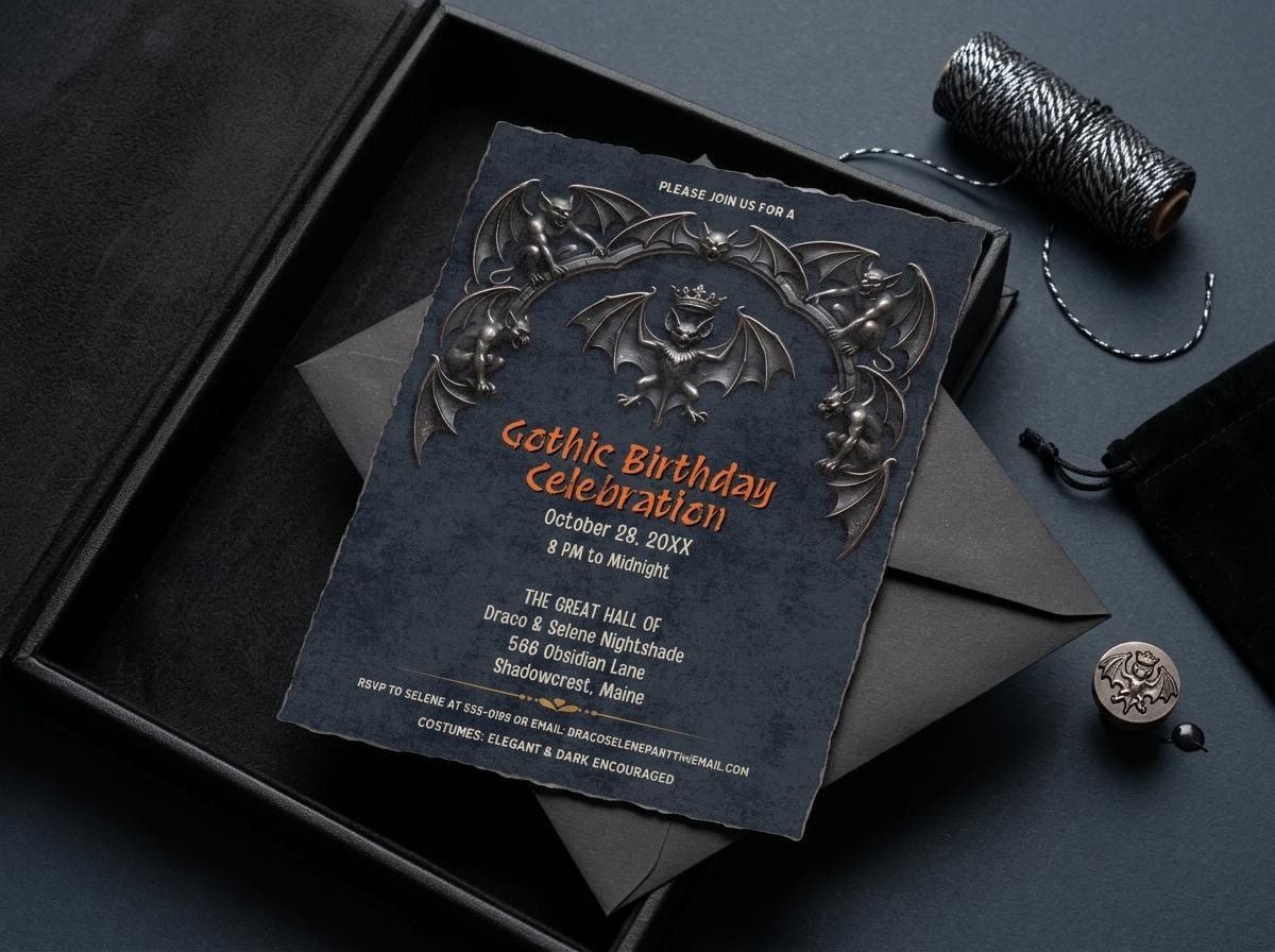 Gothic Birthday Invitation Template - Editable Digital Download - Image 8