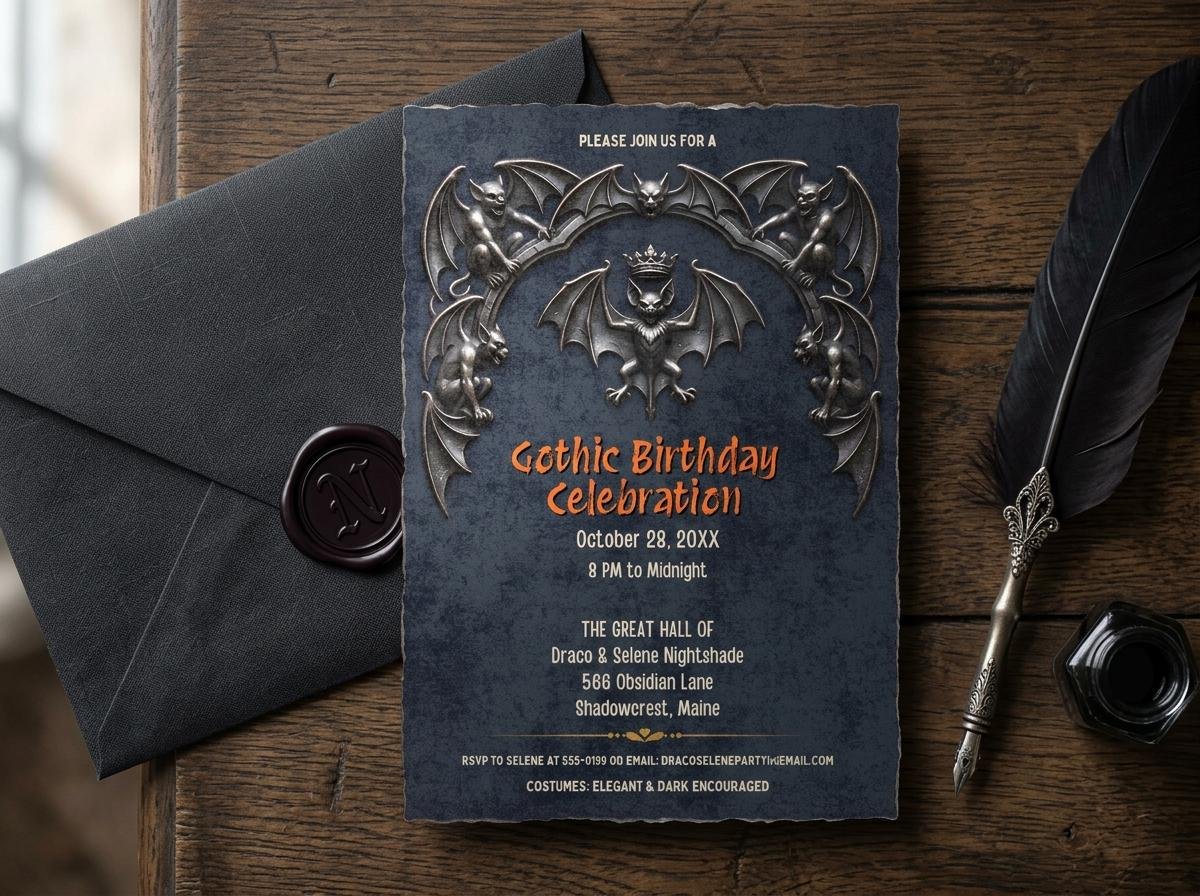Gothic Birthday Invitation Template - Editable Digital Download - Image 10
