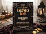 Halloween Party Invitation - Editable Black Cheetah Template