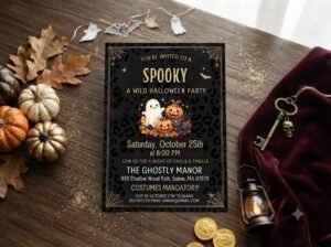 Halloween Party Invitation - Editable Spooky Ghost Template