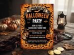 Halloween Party Invitation - Editable Cheetah Print Template