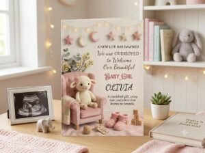 Baby Girl Shower Invitation - Editable Canva Template