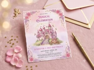 Princess Birthday Invitation - Elegant Royal Castle Theme
