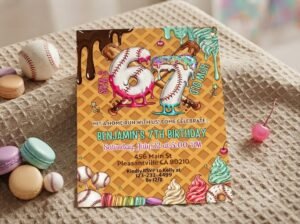 Baseball Birthday Invitation - Editable Canva Template