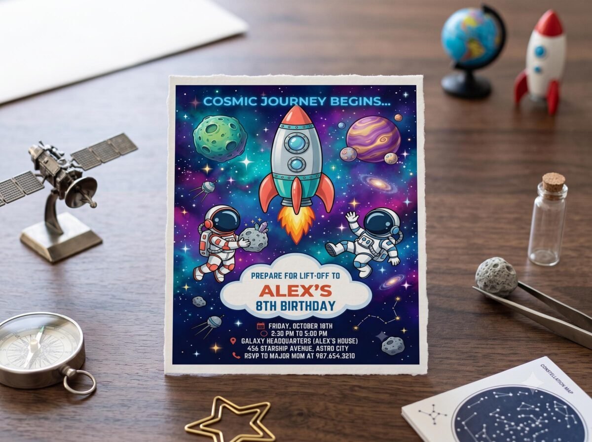 Space Birthday Invitation - Editable Astronaut Party Invite - Image 4