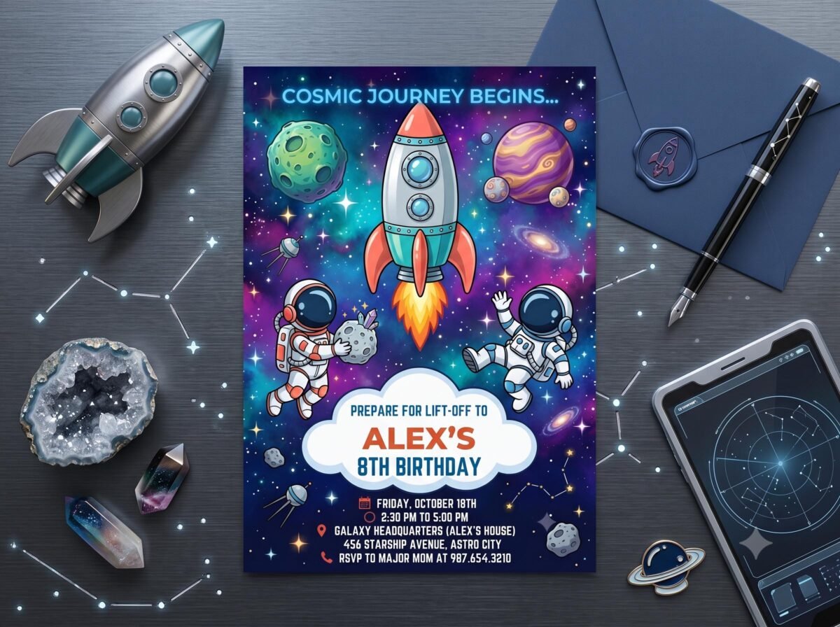 Space Birthday Invitation - Editable Astronaut Party Invite - Image 5