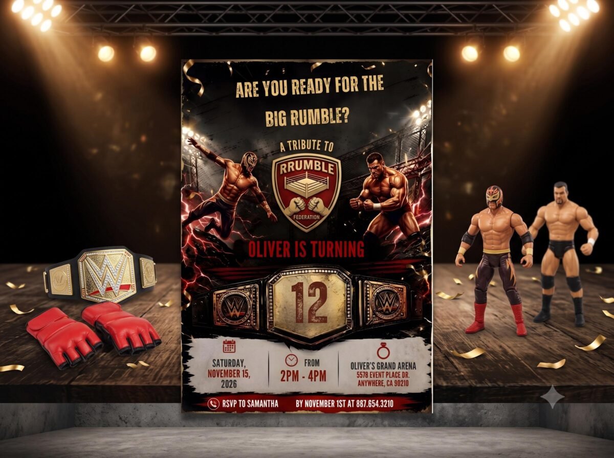 Wrestling Birthday Invitation - Editable Canva Template - Image 5