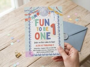1st Birthday Invitation - Editable Canva Template Download