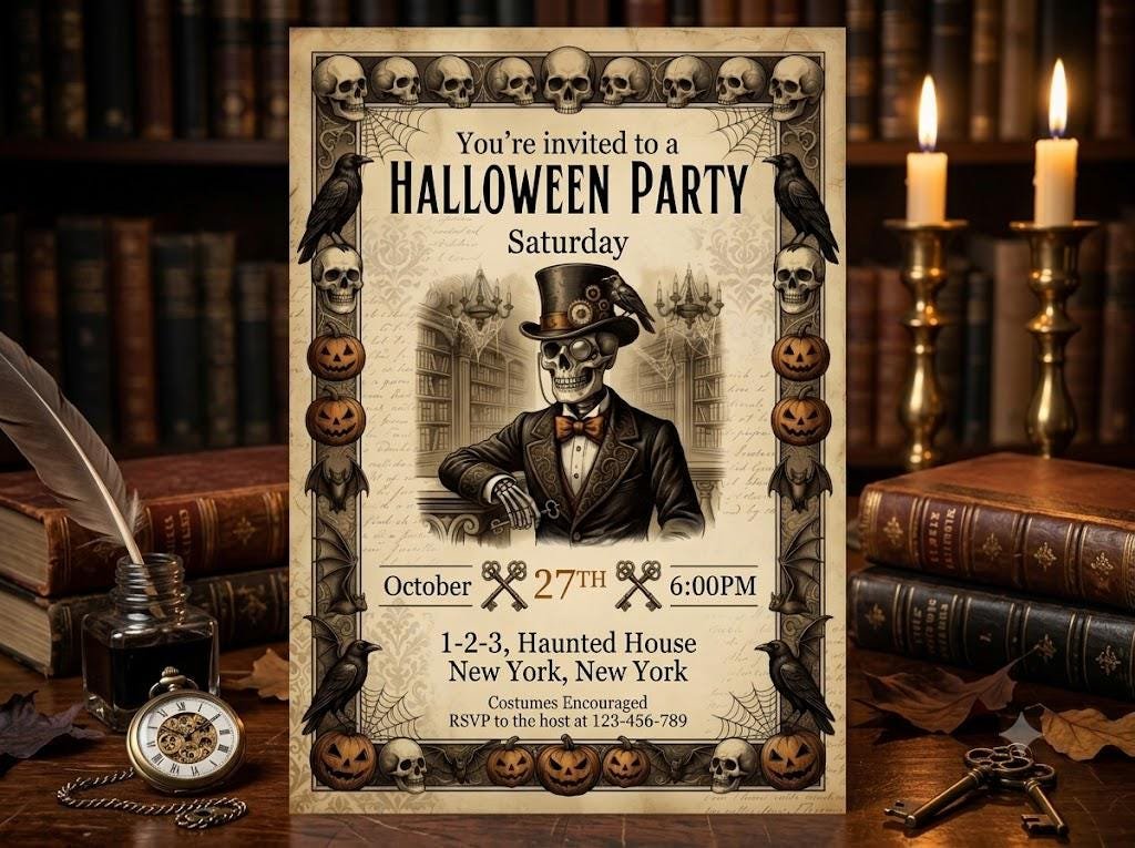 Halloween Party Invitation Editable Canva Template 5x7 - Image 5