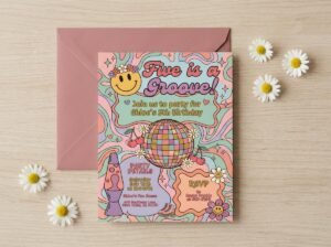 5th Birthday Invitation - Editable Kids Disco Party Invite