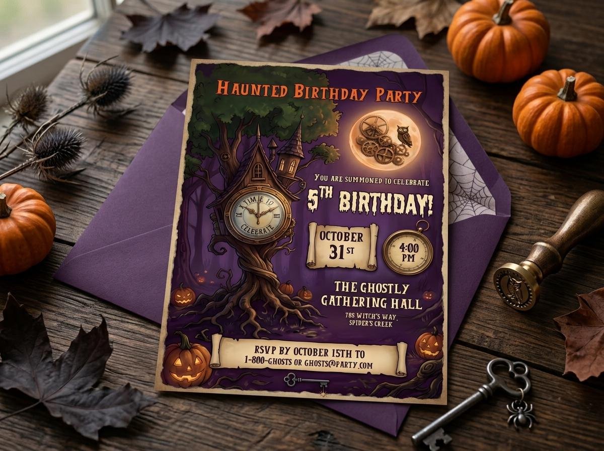 Haunted Birthday Invitation - Editable Halloween Invite Template - Image 4