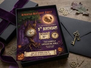 Haunted Birthday Invitation - Editable Halloween Invite Template