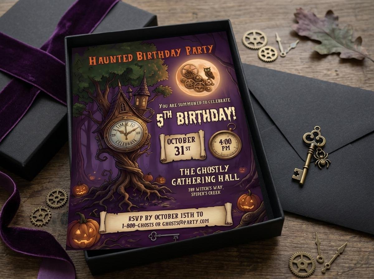 Haunted Birthday Invitation - Editable Halloween Invite Template