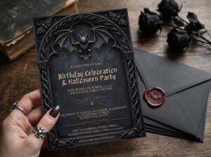 Halloween Birthday Invitation Digital Download Template