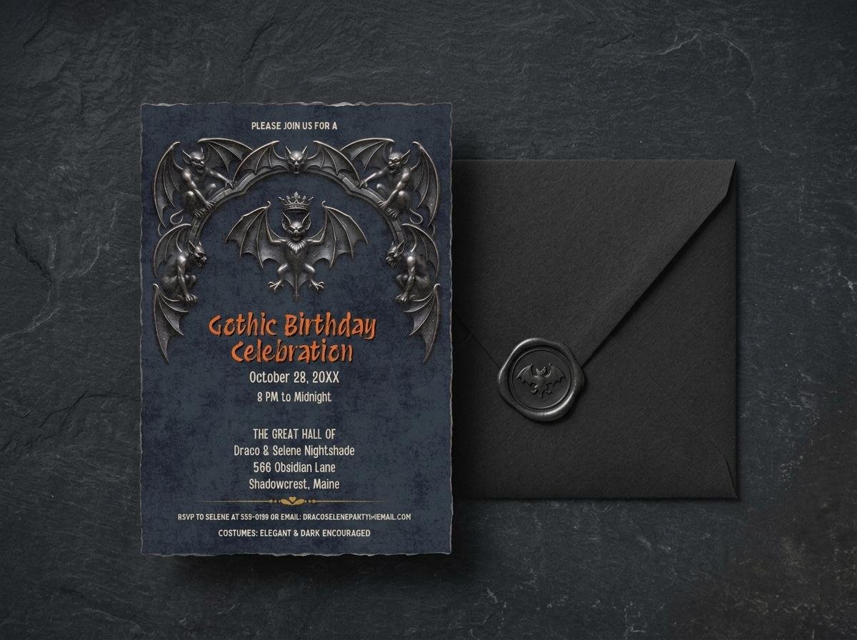 Gothic Birthday Invitation Template - Editable Digital Download