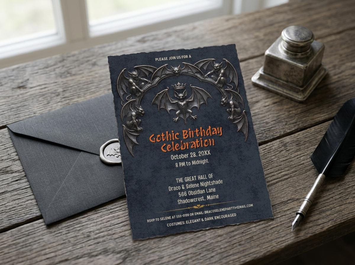 Gothic Birthday Invitation Template - Editable Digital Download - Image 2