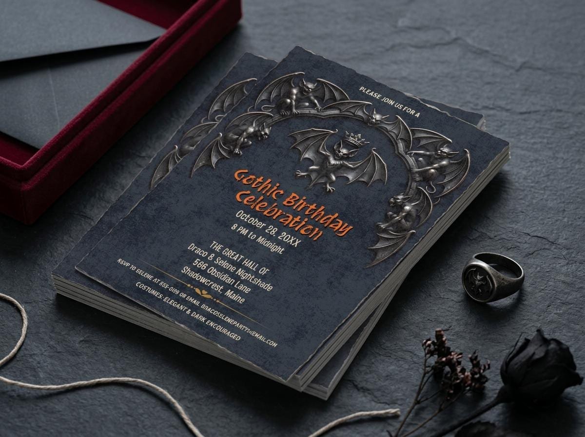 Gothic Birthday Invitation Template - Editable Digital Download - Image 4