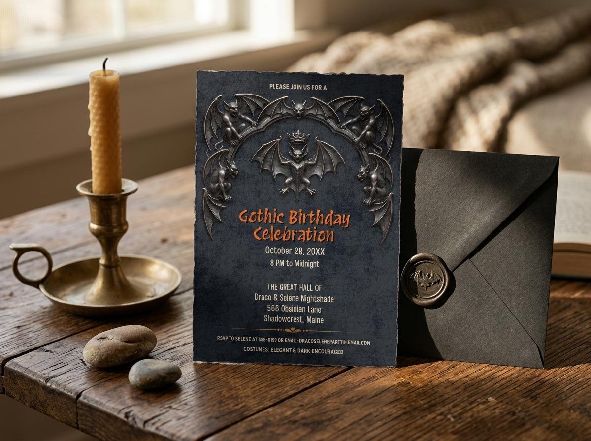 Gothic Birthday Invitation Template - Editable Digital Download - Image 6