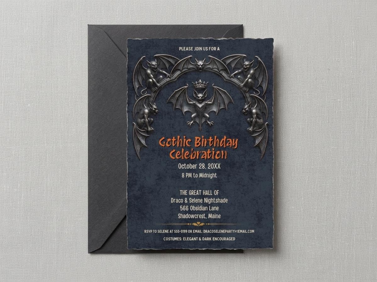 Gothic Birthday Invitation Template - Editable Digital Download - Image 9
