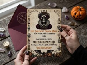 Halloween Birthday Invitation - Editable Gothic Template