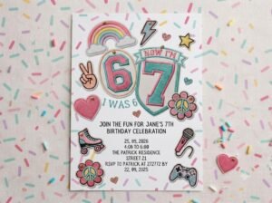 7th Birthday Invitation - Editable Canva Template Download