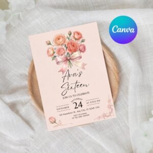 Sweet Sixteen Invitation - Editable Digital Birthday Invite