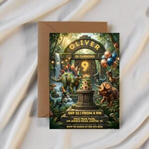 Dinosaur Party Invitation - Editable Dino Birthday Invite
