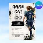 Soccer Birthday Invitation - Editable Canva Party Invite