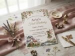 First Birthday Invitation - Fairy Party Editable Canva Template