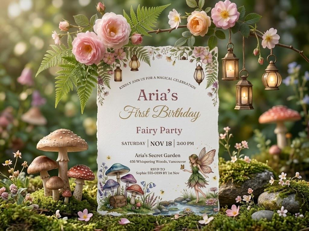First Birthday Invitation - Fairy Party Editable Canva Template - Image 4
