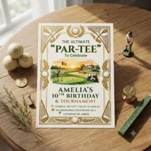 Golf Birthday Invitation - Editable Canva Template Download