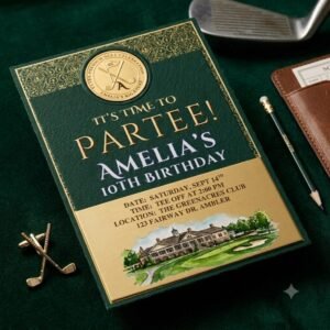Golf Birthday Invitation Template - Editable Printable Invite