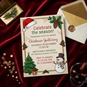 Christmas Invitation Template - Editable Canva Download