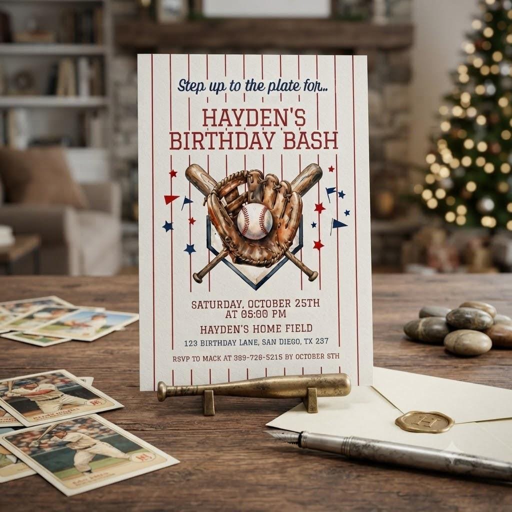 Baseball Birthday Invitation - Editable Canva Template - Image 5