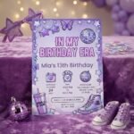 13th Birthday Invitation Editable Purple Sparkle Template