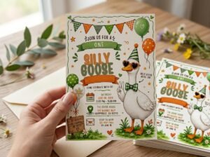 First Birthday Invitation - Editable Silly Goose Template