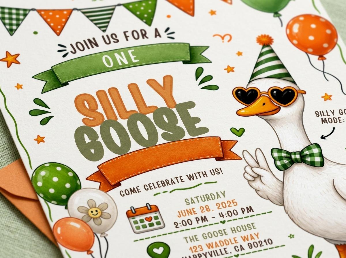 First Birthday Invitation - Editable Silly Goose Template - Image 6