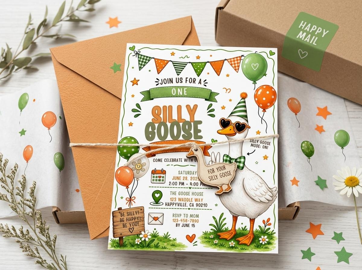 First Birthday Invitation - Editable Silly Goose Template - Image 7