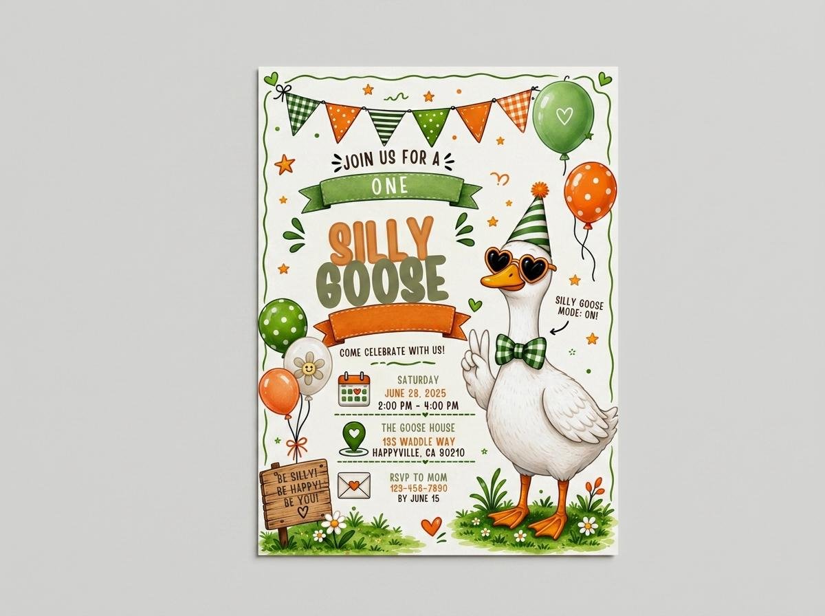First Birthday Invitation - Editable Silly Goose Template - Image 8