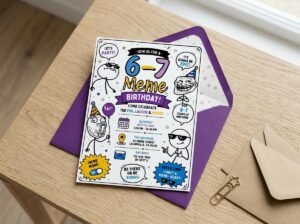 Meme Birthday Invitation for Kids - Editable Canva Template