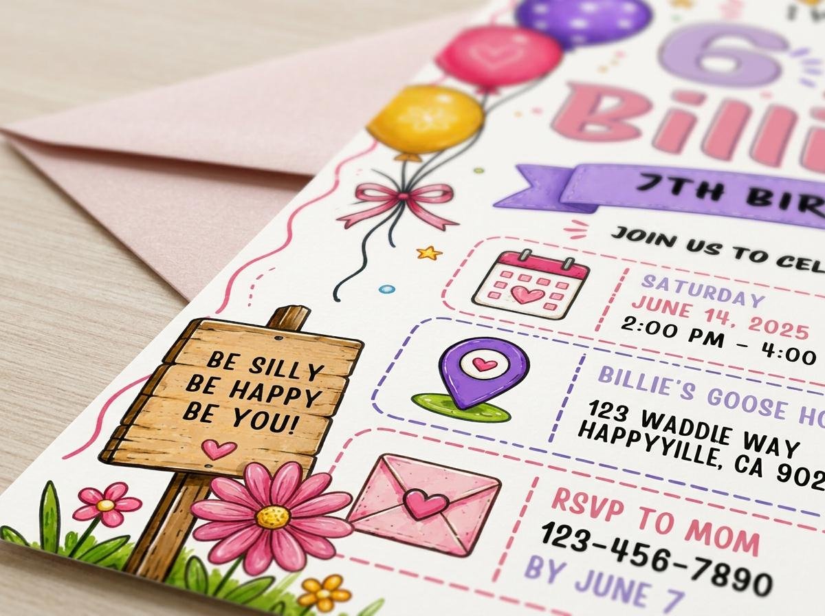 7th Birthday Invitation Printable Silly Goose Theme - Image 6