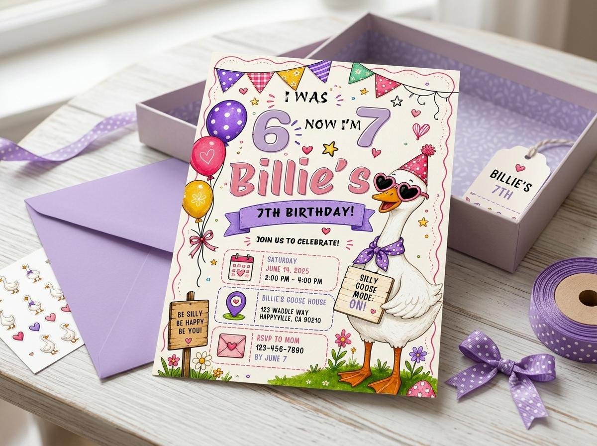 7th Birthday Invitation Printable Silly Goose Theme - Image 7