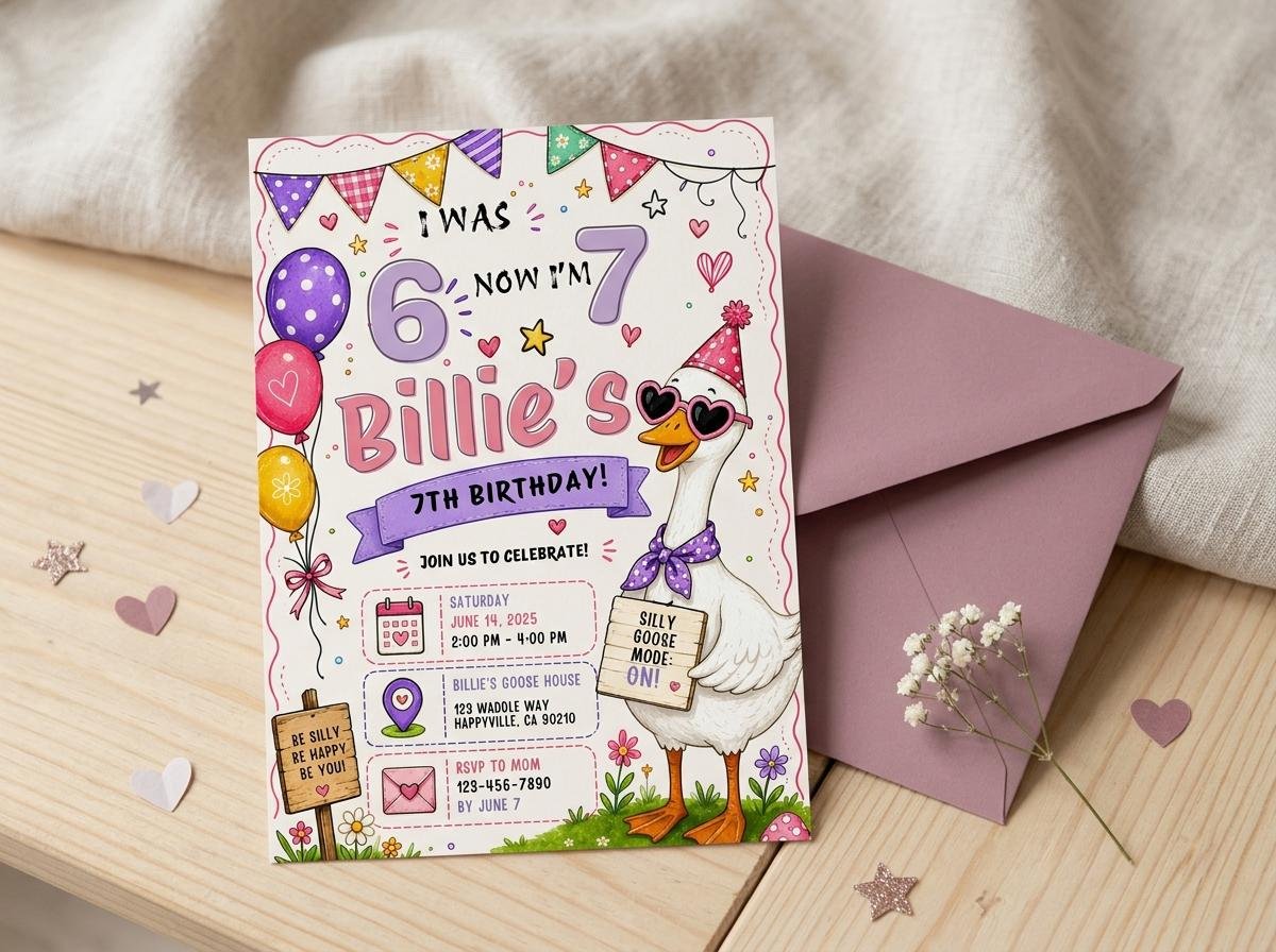 7th Birthday Invitation Printable Silly Goose Theme - Image 8