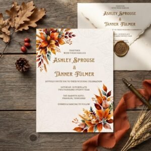 Fall Wedding Invitation Template Editable Canva Download