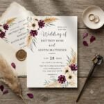 Boho Wedding Invitation Template Editable Floral Invite