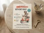 80th Birthday Invitation Template - Vintage Scooter Design