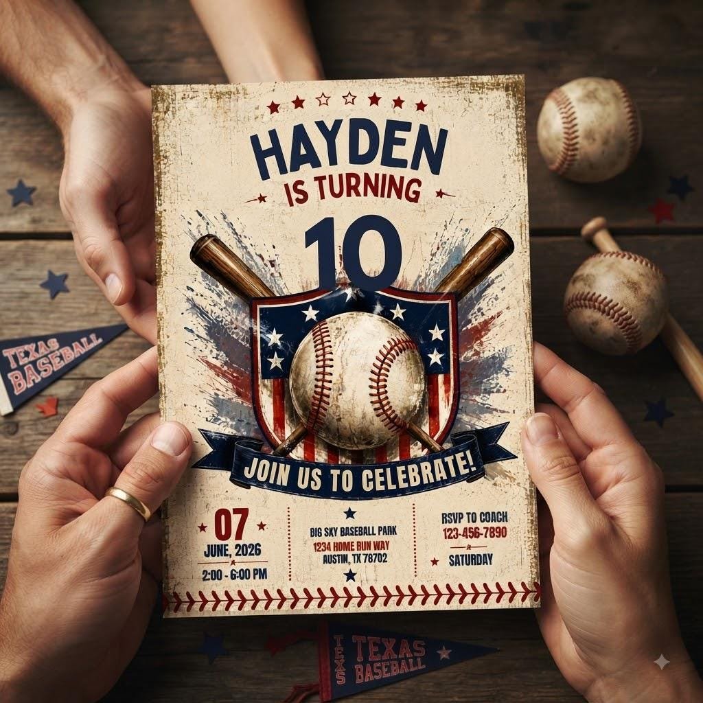 Baseball Birthday Invitation - Editable Canva Template - Image 3